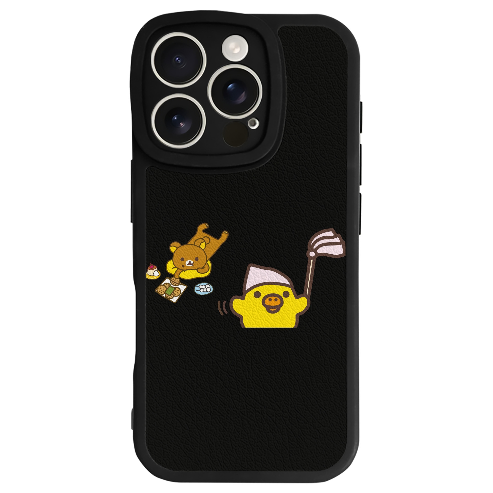 （画像用） リラックマ リラックマ キイロイトリ Rilakkuma Korilakkuma Kiiroitori 【iPhone 16シリーズ対応】シリコンスマホケース（レザー調） 材質：シリコン